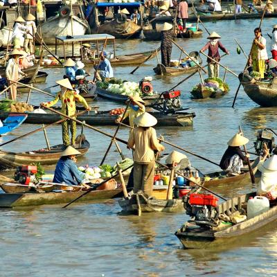 Mercato Galleggiante Cai Be Fiume Mekong Sud Vietnam 
