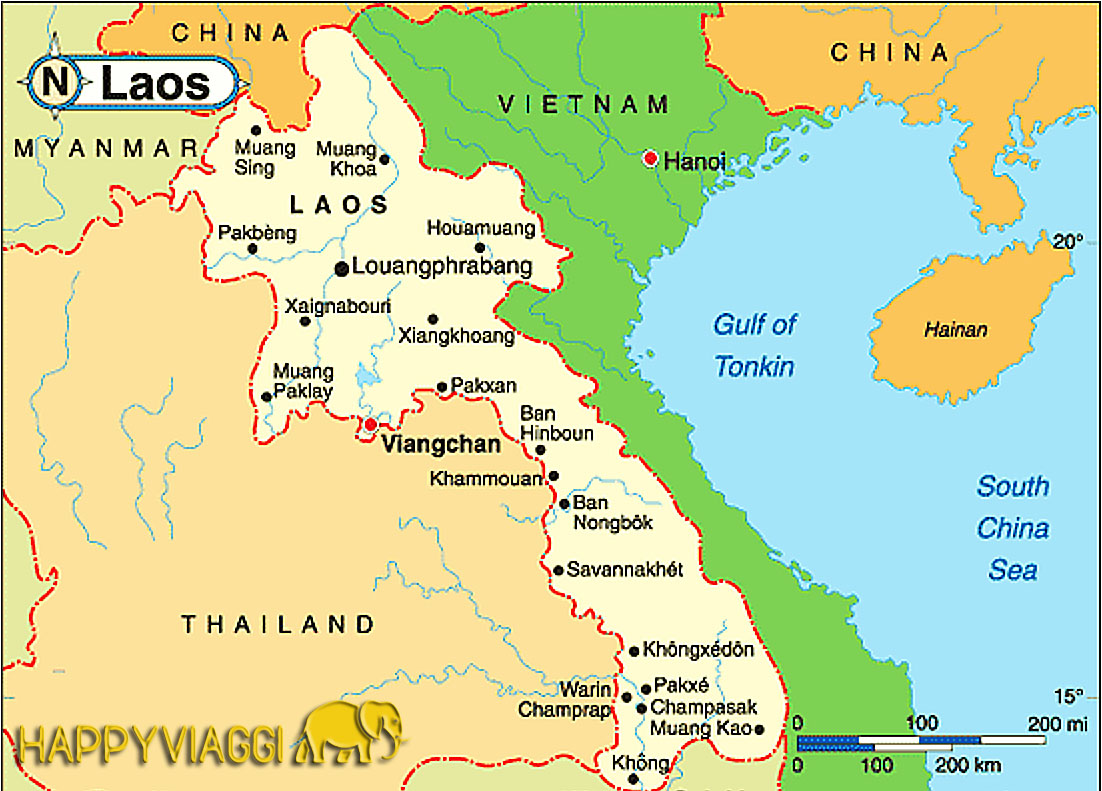 Cartina Geografica Mappa del Laos
