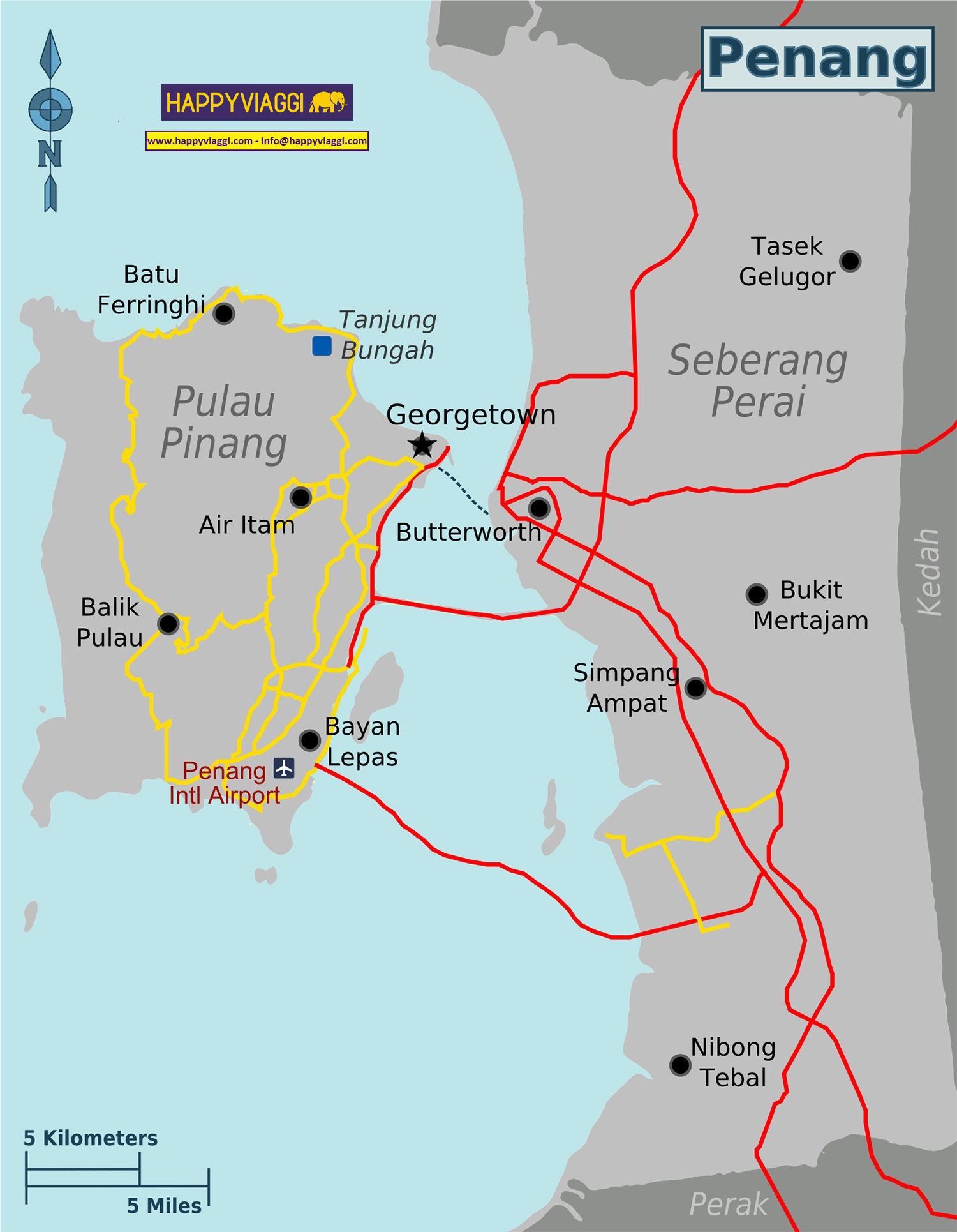Cartina Geografica isola di Penang - Malesia Occidentale