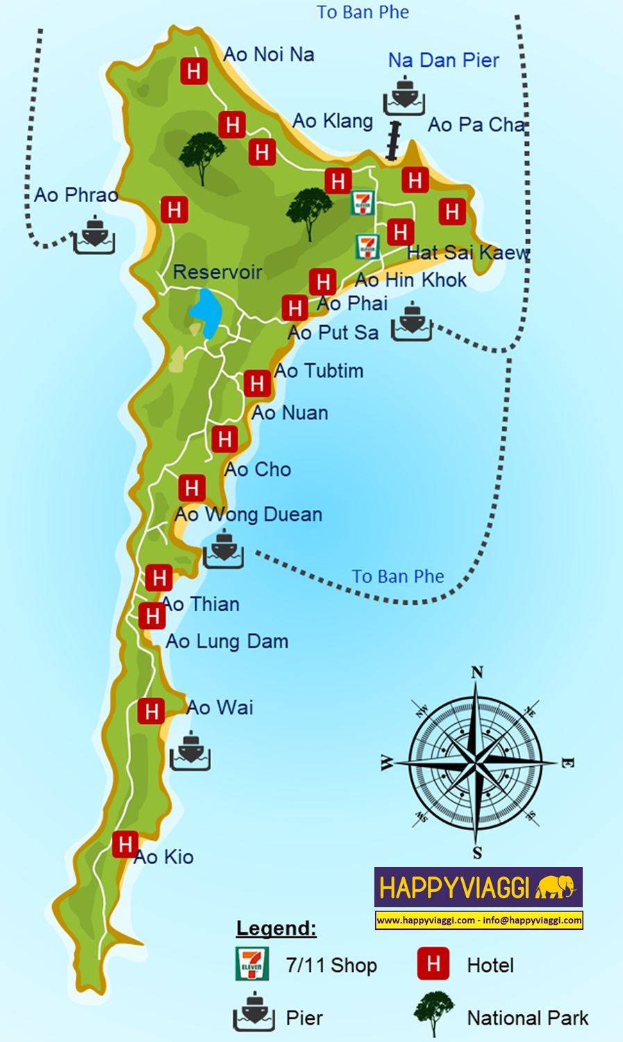 Cartina Gografica Mappa Turistica Isola di Koh Samed
