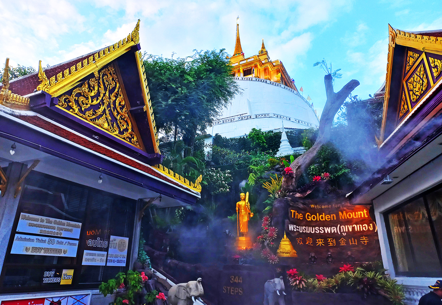 Bangkok: Golden Mountain temple, Tempio della Montagna Dorata, Wat Saket